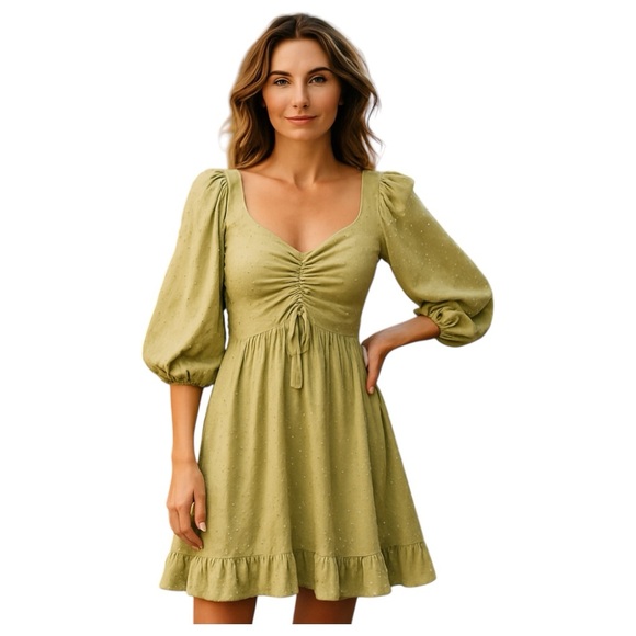 Exlura Dresses & Skirts - EXLURA Women‘s Tie Back Square Neck Dress Puff Elbow (S) 1NWT-0003